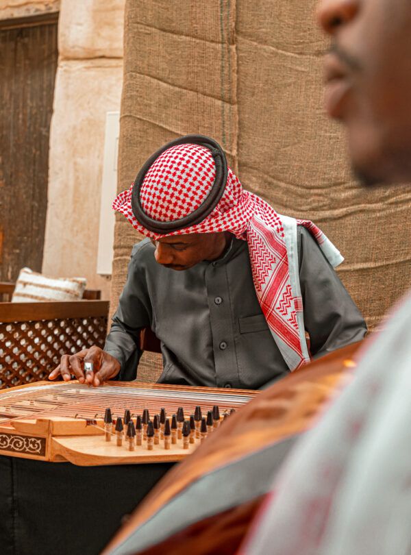 Men playing music in Al Balad in old Jeddah